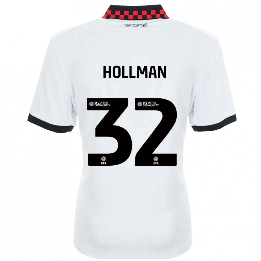 Danxen Kvinder Jake Hollman #32 Hvid Sort Udebane Spillertrøjer 2025/26 Trøje T-Shirt
