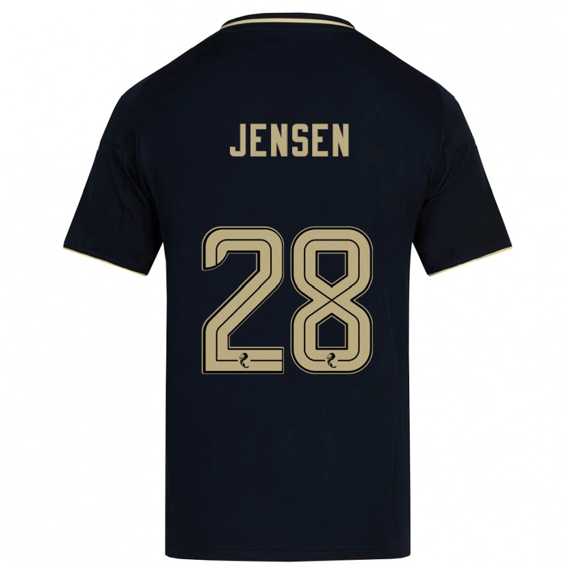 Danxen Kvinder Alexander Jensen #28 Marineblå Guld Udebane Spillertrøjer 2025/26 Trøje T-Shirt