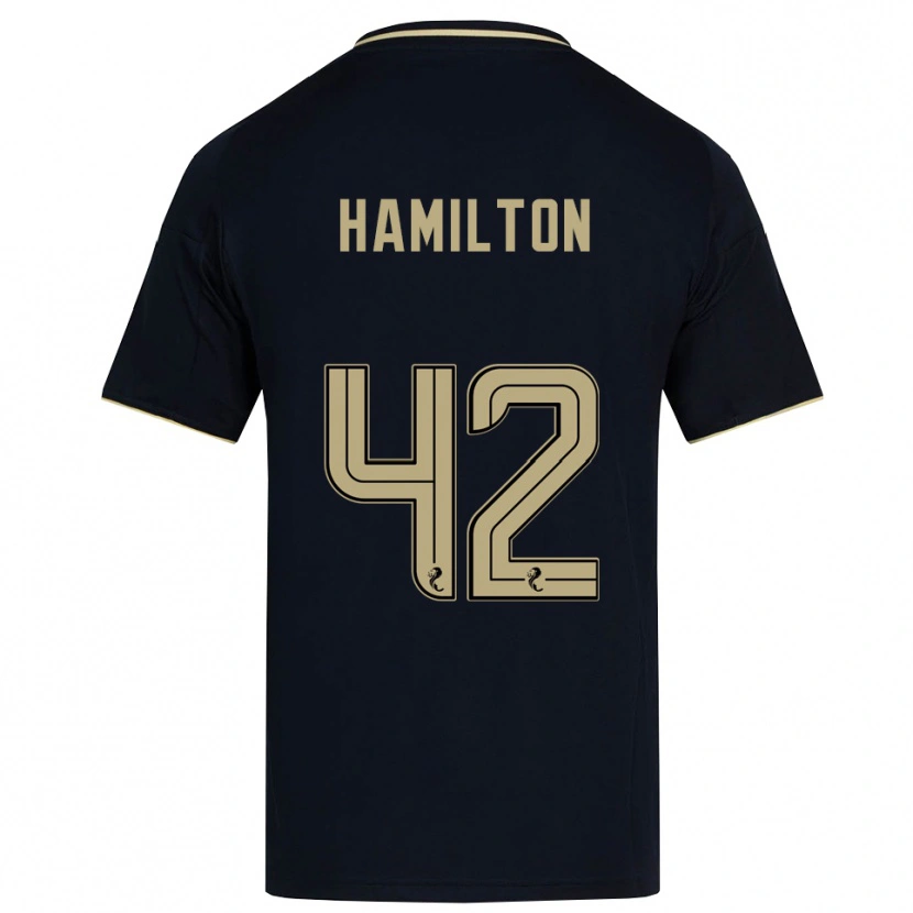 Danxen Kvinder Brendan Hamilton #42 Marineblå Guld Udebane Spillertrøjer 2025/26 Trøje T-Shirt