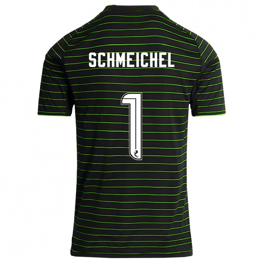 Danxen Kvinder Kasper Schmeichel #1 Sort Grøn Udebane Spillertrøjer 2025/26 Trøje T-Shirt