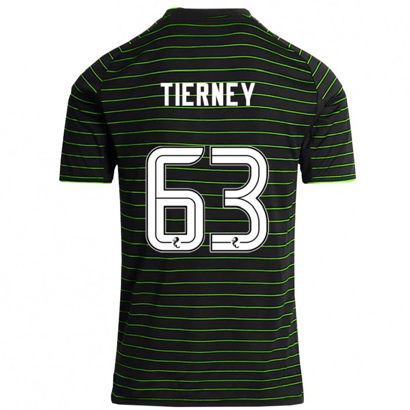 Danxen Kvinder Kieran Tierney #63 Sort Grøn Udebane Spillertrøjer 2025/26 Trøje T-Shirt