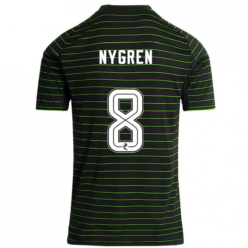 Danxen Kvinder Benjamin Nygren #8 Sort Grøn Udebane Spillertrøjer 2025/26 Trøje T-Shirt