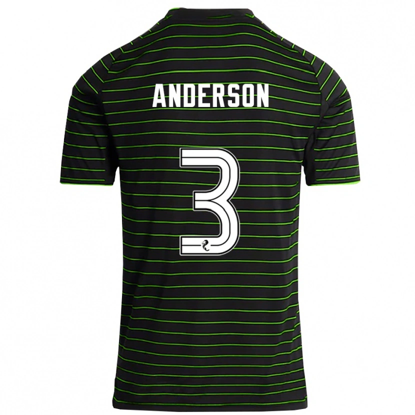 Danxen Kvinder Matthew Anderson #3 Sort Grøn Udebane Spillertrøjer 2025/26 Trøje T-Shirt