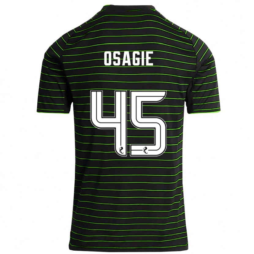 Danxen Kvinder Justin Osagie #45 Sort Grøn Udebane Spillertrøjer 2025/26 Trøje T-Shirt