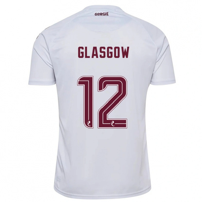 Danxen Kvinder Euan Glasgow #12 Hvid Burgunder Udebane Spillertrøjer 2025/26 Trøje T-Shirt