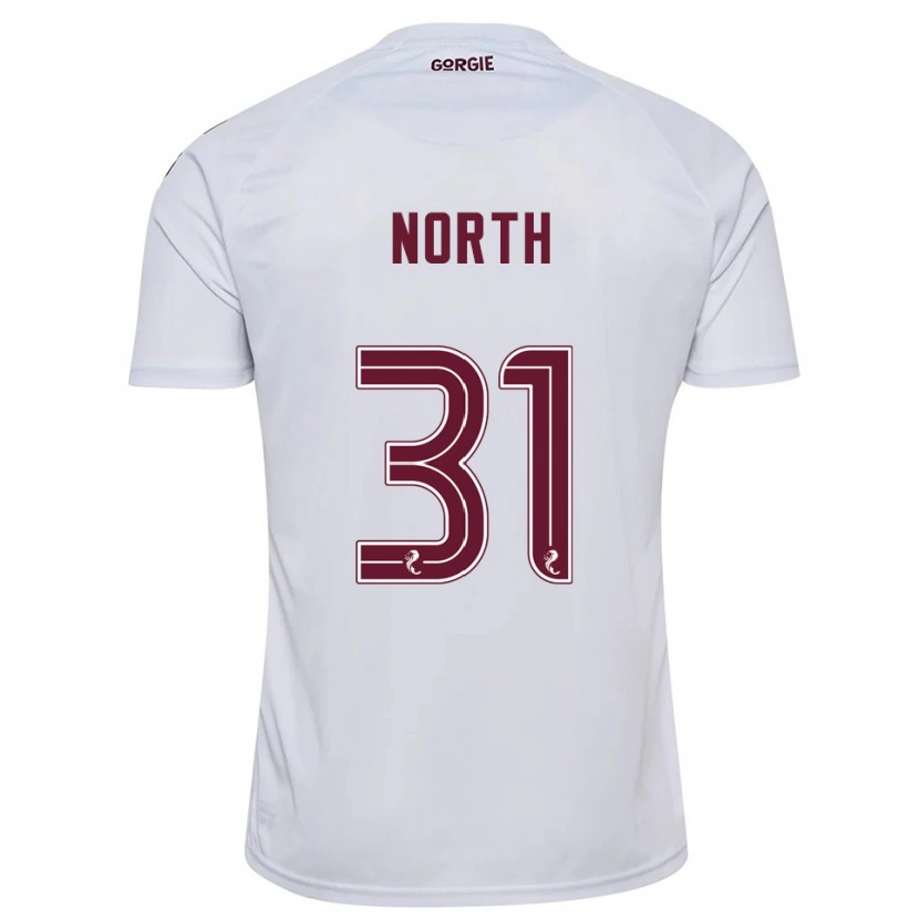 Danxen Kvinder Tommy North #31 Hvid Burgunder Udebane Spillertrøjer 2025/26 Trøje T-Shirt