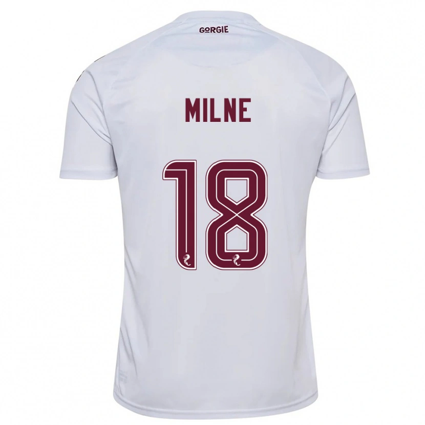 Danxen Kvinder Harry Milne #18 Hvid Burgunder Udebane Spillertrøjer 2025/26 Trøje T-Shirt