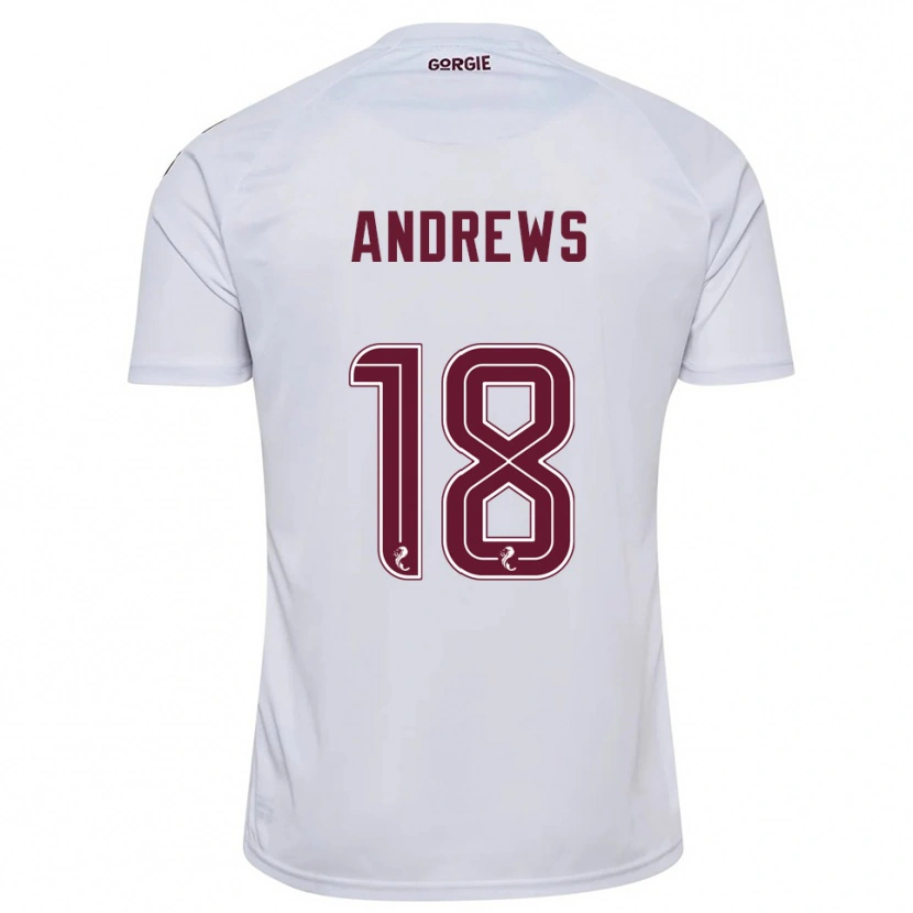 Danxen Kvinder Joely Andrews #18 Hvid Burgunder Udebane Spillertrøjer 2025/26 Trøje T-Shirt