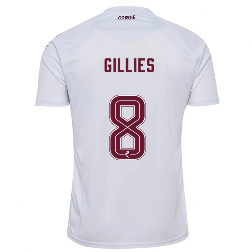 Danxen Kvinder Matthew Gillies #8 Hvid Burgunder Udebane Spillertrøjer 2025/26 Trøje T-Shirt