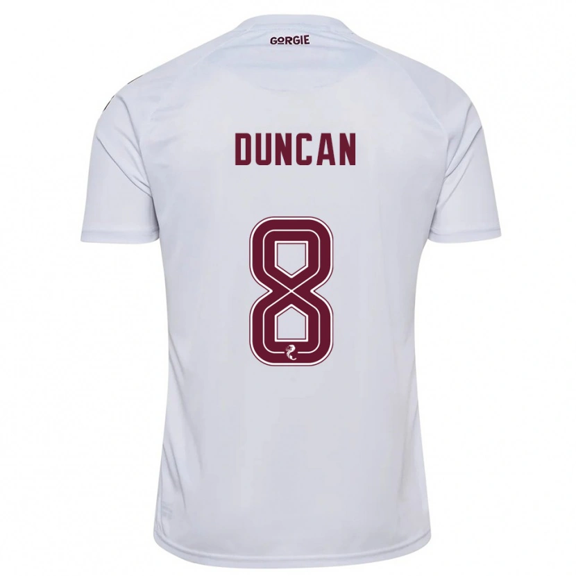 Danxen Kvinder Ryan Duncan #8 Hvid Burgunder Udebane Spillertrøjer 2025/26 Trøje T-Shirt