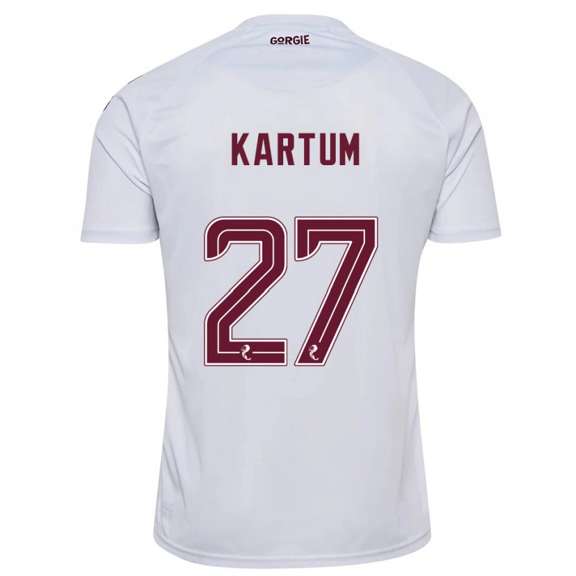 Danxen Kvinder Sander Kartum #27 Hvid Burgunder Udebane Spillertrøjer 2025/26 Trøje T-Shirt
