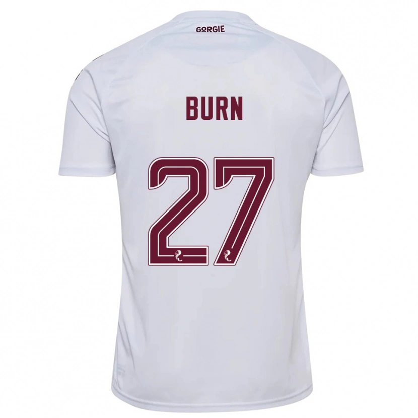 Danxen Kvinder Gregor Burn #27 Hvid Burgunder Udebane Spillertrøjer 2025/26 Trøje T-Shirt