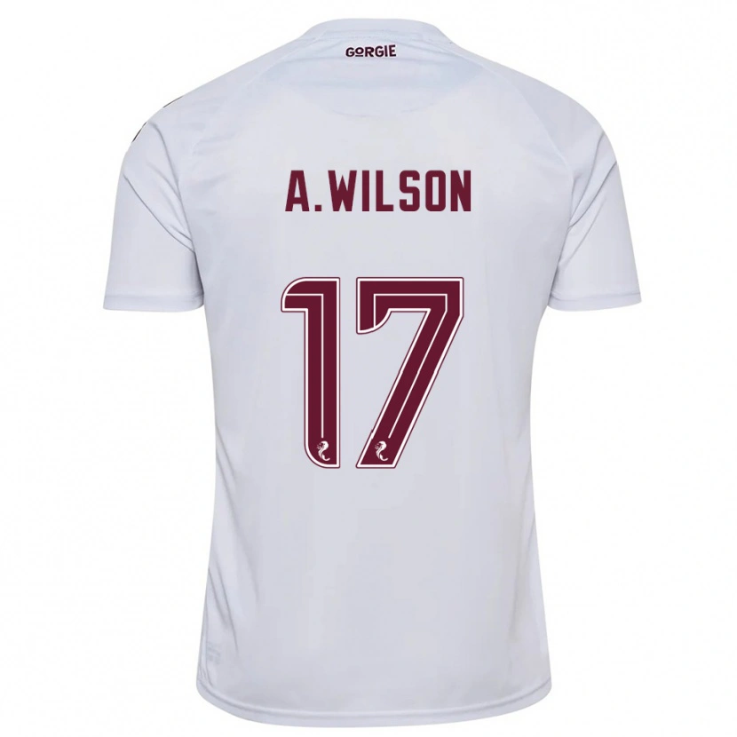 Danxen Kvinder Alfie Wilson #17 Hvid Burgunder Udebane Spillertrøjer 2025/26 Trøje T-Shirt