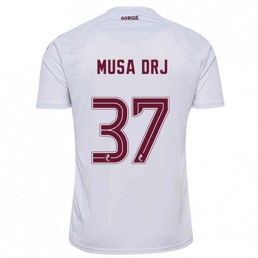 Danxen Kvinder Musa Drammeh #37 Hvid Burgunder Udebane Spillertrøjer 2025/26 Trøje T-Shirt
