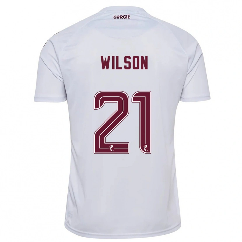 Danxen Kvinder James Wilson #21 Hvid Burgunder Udebane Spillertrøjer 2025/26 Trøje T-Shirt