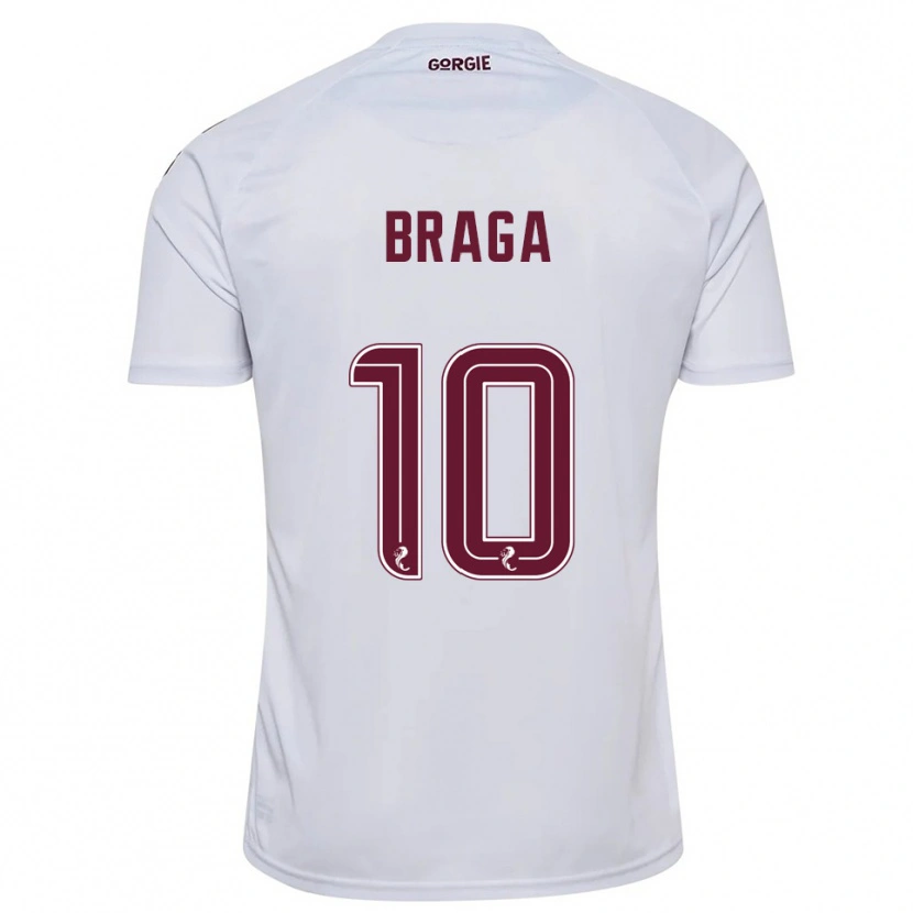 Danxen Kvinder Cláudio Braga #10 Hvid Burgunder Udebane Spillertrøjer 2025/26 Trøje T-Shirt
