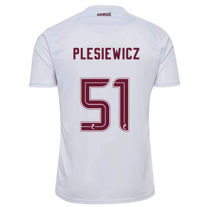 Danxen Kvinder Szymon Plesiewicz #51 Hvid Burgunder Udebane Spillertrøjer 2025/26 Trøje T-Shirt