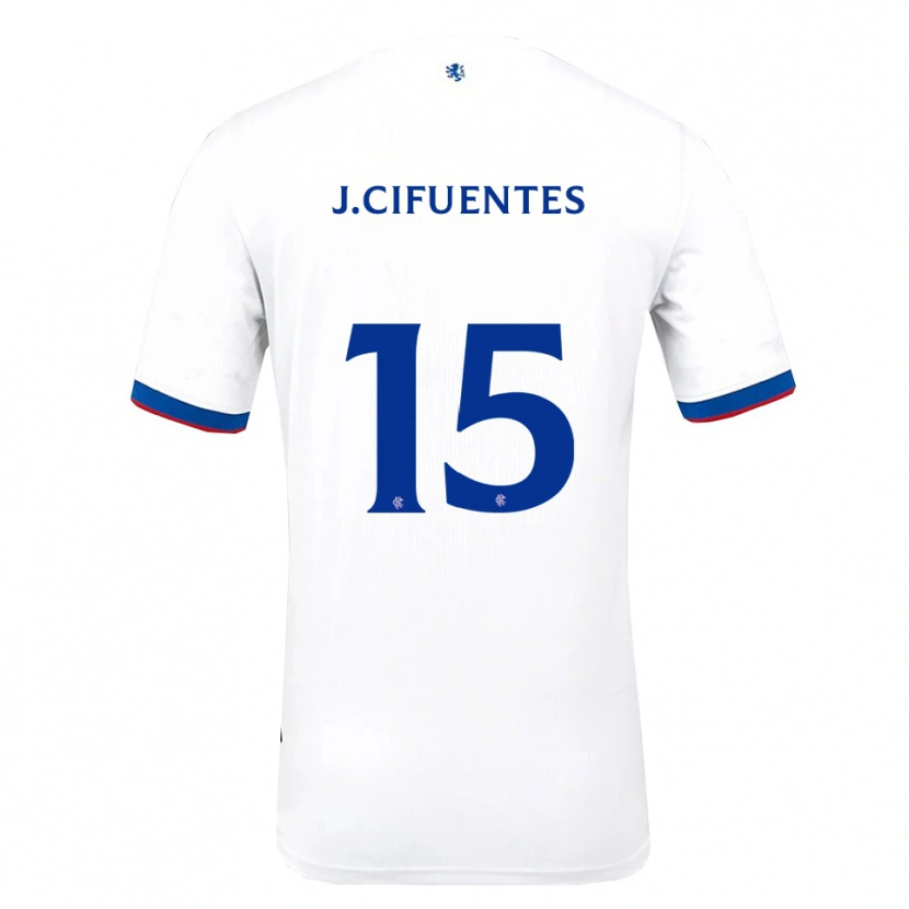 Danxen Kvinder José Cifuentes #15 Hvid Rød Blå Udebane Spillertrøjer 2025/26 Trøje T-Shirt