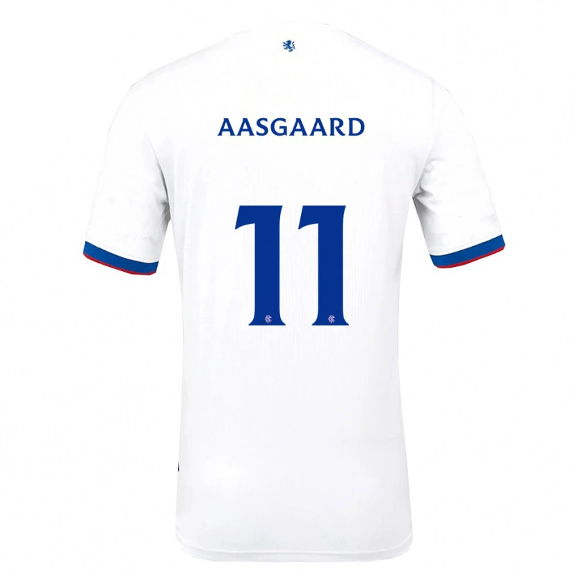 Danxen Kvinder Thelo Aasgaard #11 Hvid Rød Blå Udebane Spillertrøjer 2025/26 Trøje T-Shirt