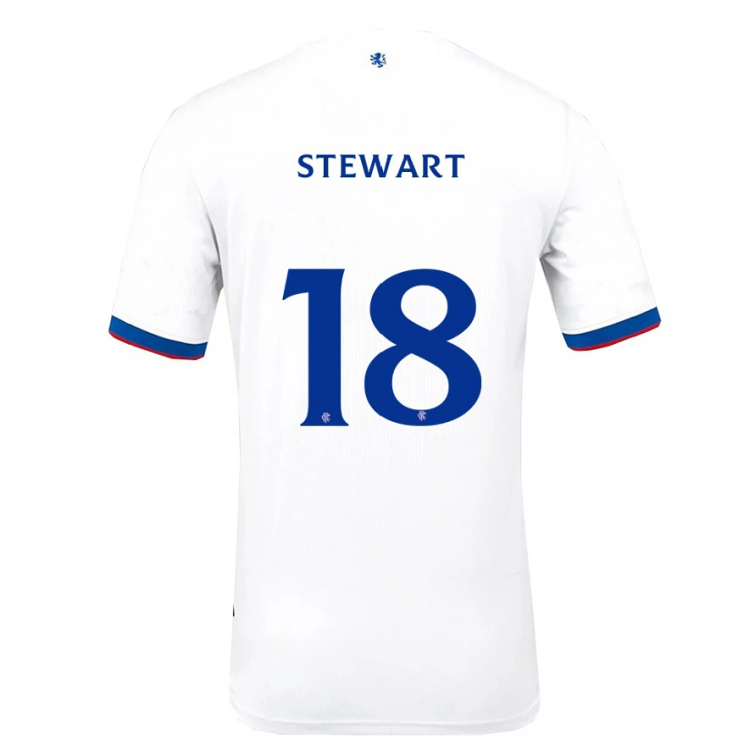 Danxen Kvinder Lewis Stewart #18 Hvid Rød Blå Udebane Spillertrøjer 2025/26 Trøje T-Shirt