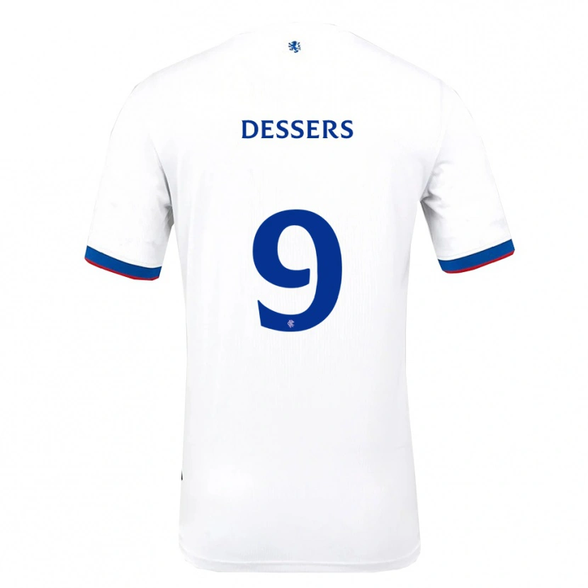 Danxen Kvinder Cyriel Dessers #9 Hvid Rød Blå Udebane Spillertrøjer 2025/26 Trøje T-Shirt