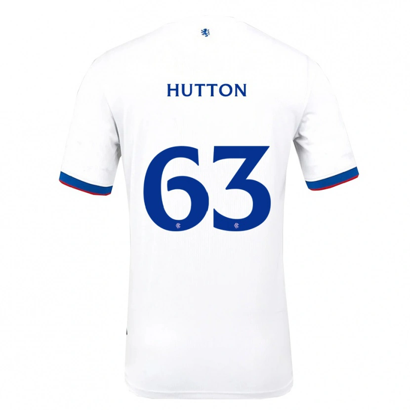 Danxen Kvinder Zander Hutton #63 Hvid Rød Blå Udebane Spillertrøjer 2025/26 Trøje T-Shirt