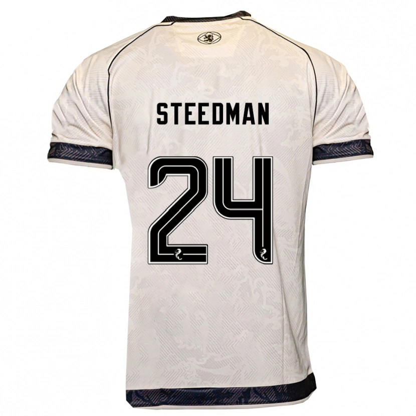 Danxen Kvinder Laura Steedman #24 Hvid Sort Udebane Spillertrøjer 2025/26 Trøje T-Shirt