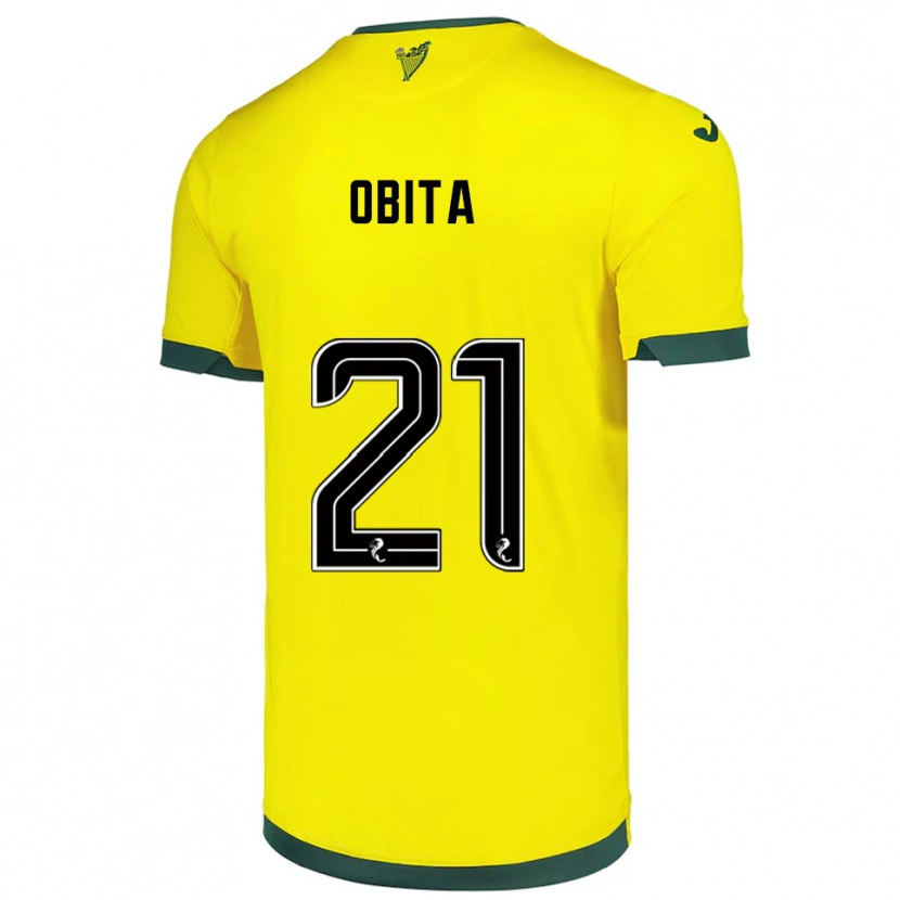 Danxen Kvinder Jordan Obita #21 Gul Grøn Udebane Spillertrøjer 2025/26 Trøje T-Shirt