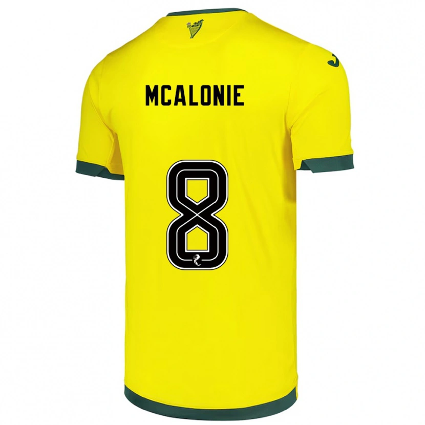 Danxen Kvinder Michaela Mcalonie #8 Gul Grøn Udebane Spillertrøjer 2025/26 Trøje T-Shirt