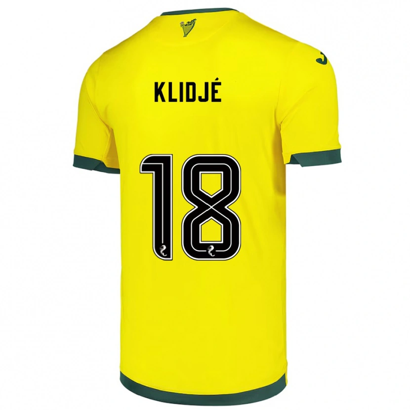 Danxen Kvinder Thibault Klidjé #18 Gul Grøn Udebane Spillertrøjer 2025/26 Trøje T-Shirt