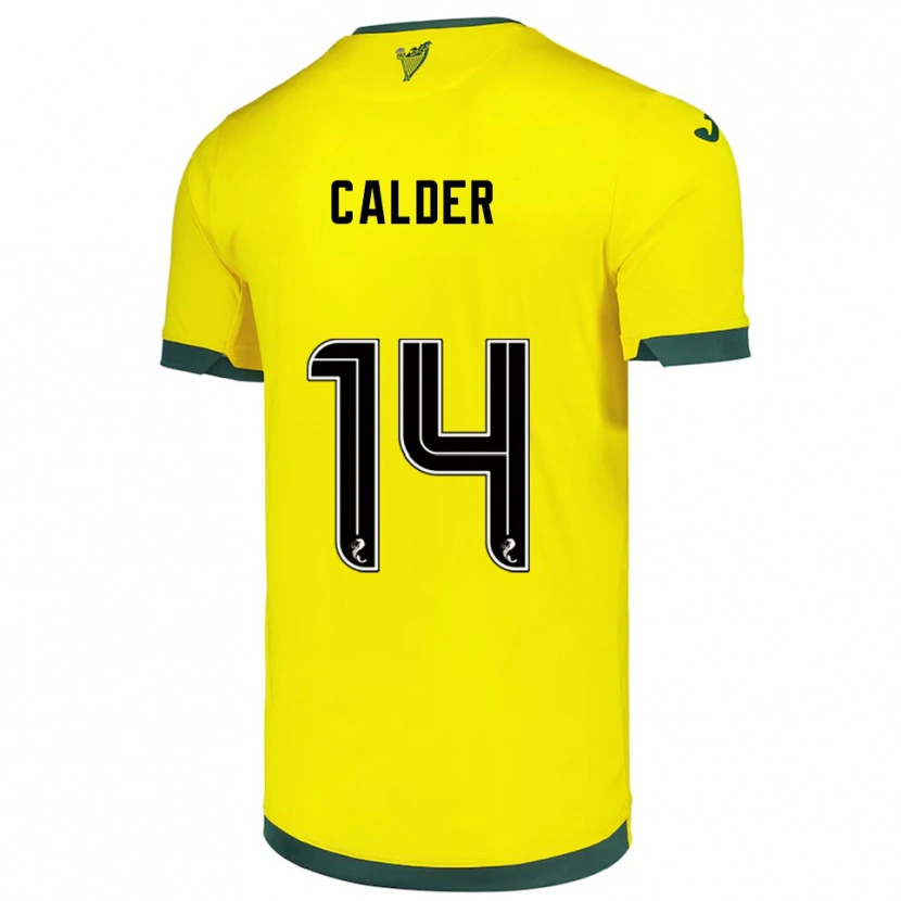 Danxen Kvinder Owen Calder #14 Gul Grøn Udebane Spillertrøjer 2025/26 Trøje T-Shirt