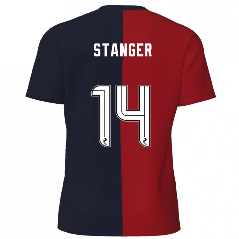 Danxen Kvinder George Stanger #14 Rød Marineblå Udebane Spillertrøjer 2025/26 Trøje T-Shirt
