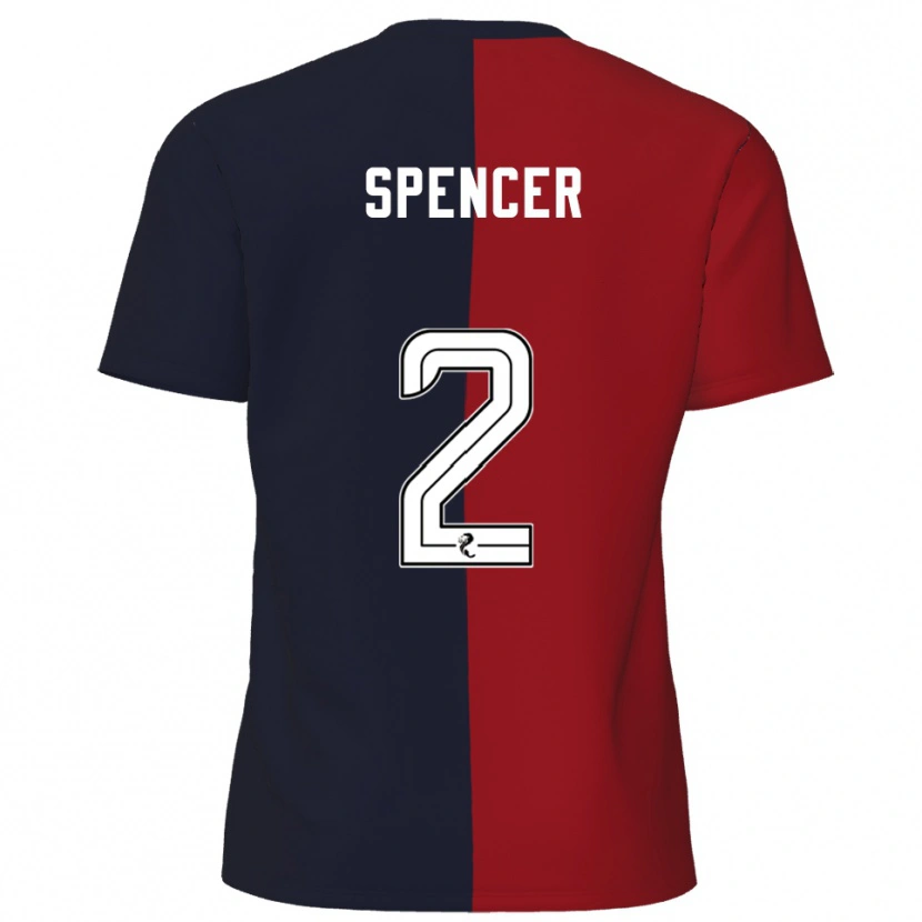 Danxen Kvinder Joe Spencer #2 Rød Marineblå Udebane Spillertrøjer 2025/26 Trøje T-Shirt