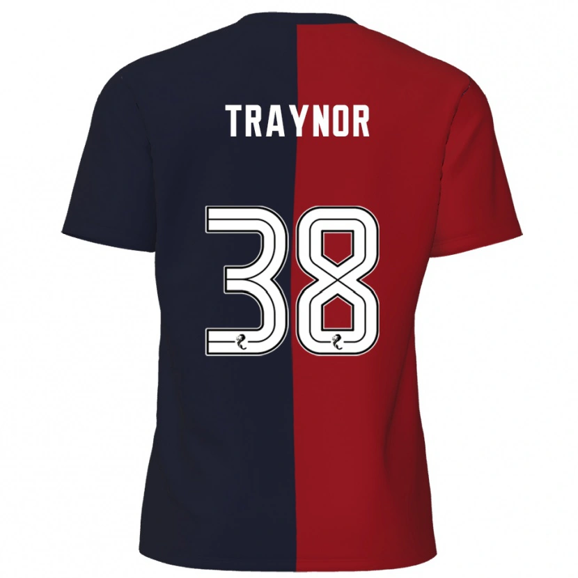 Danxen Kvinder Archie Traynor #38 Rød Marineblå Udebane Spillertrøjer 2025/26 Trøje T-Shirt