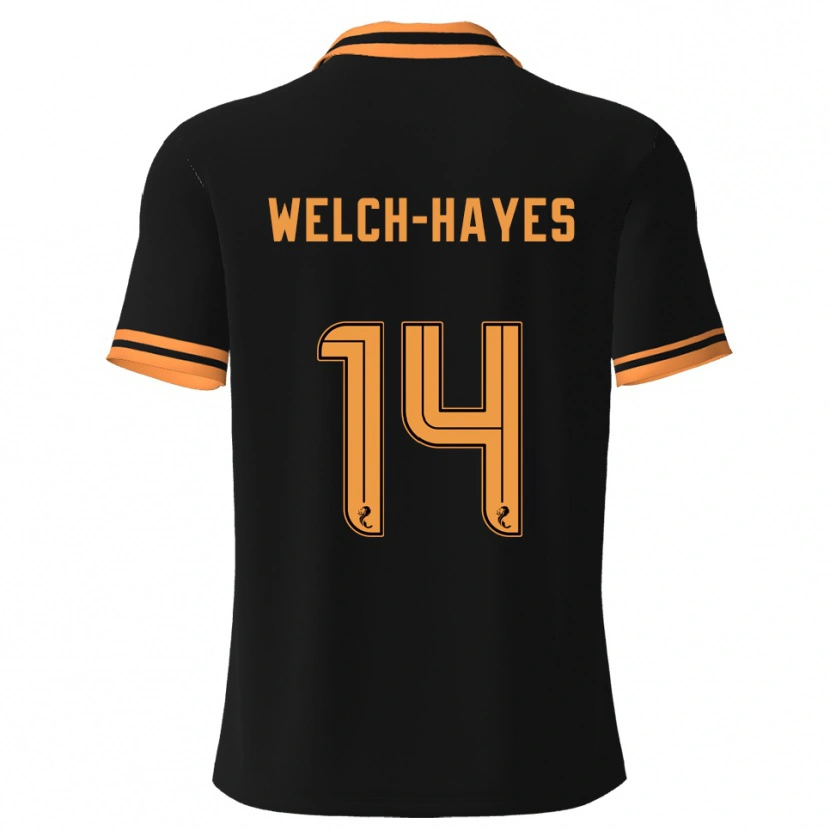 Danxen Kvinder Miles Welch-Hayes #14 Sort Gul Udebane Spillertrøjer 2025/26 Trøje T-Shirt