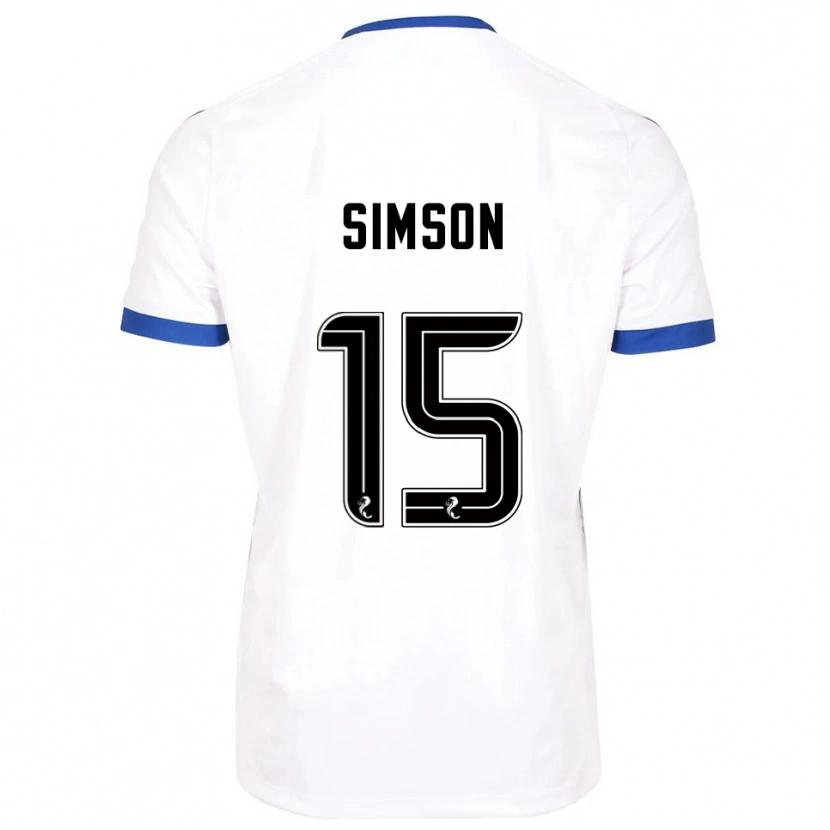 Danxen Kvinder Steffi Simson #15 Hvid Blå Udebane Spillertrøjer 2025/26 Trøje T-Shirt