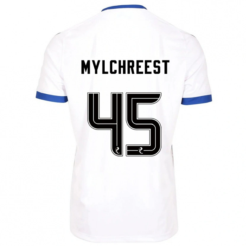 Danxen Kvinder Jackson Mylchreest #45 Hvid Blå Udebane Spillertrøjer 2025/26 Trøje T-Shirt