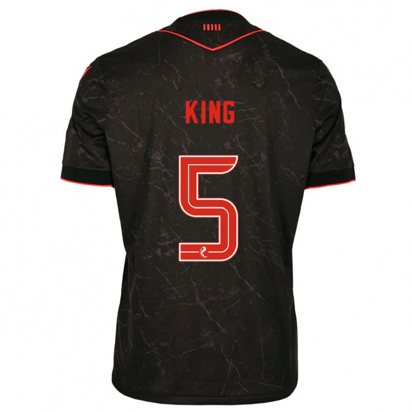 Danxen Kvinder Richard King #5 Sort Rød Udebane Spillertrøjer 2025/26 Trøje T-Shirt