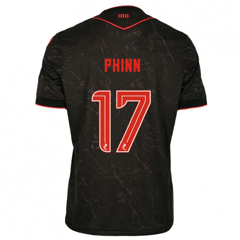 Danxen Kvinder Shaun Phinn #17 Sort Rød Udebane Spillertrøjer 2025/26 Trøje T-Shirt