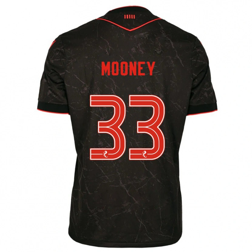 Danxen Kvinder Evan Mooney #33 Sort Rød Udebane Spillertrøjer 2025/26 Trøje T-Shirt