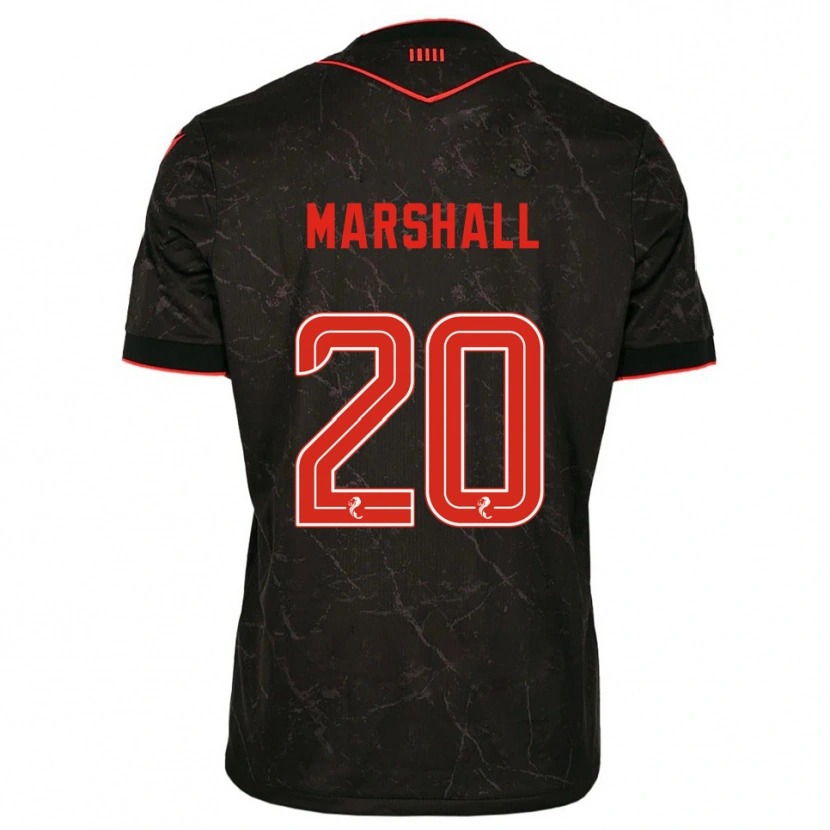 Danxen Kvinder Lewis Marshall #20 Sort Rød Udebane Spillertrøjer 2025/26 Trøje T-Shirt
