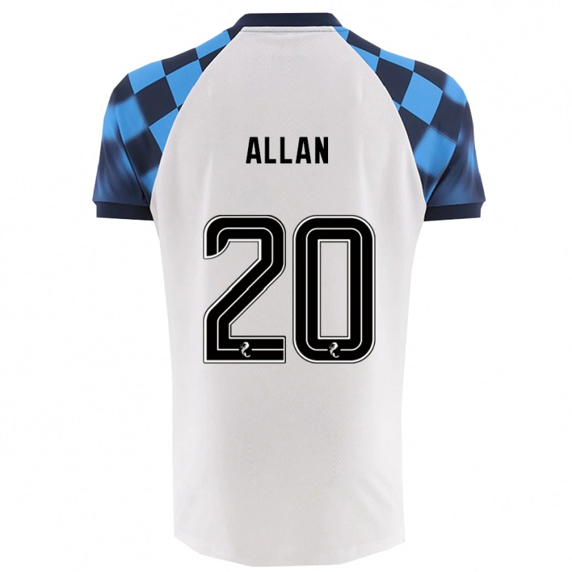 Danxen Kvinder Connor Allan #20 Hvid Lyseblå Udebane Spillertrøjer 2025/26 Trøje T-Shirt
