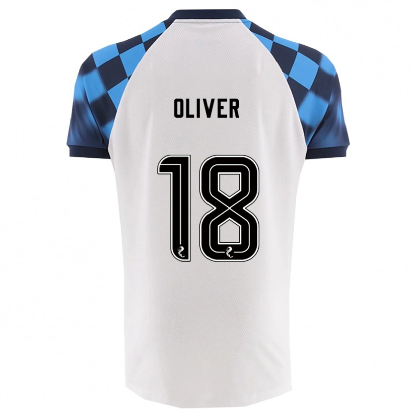 Danxen Kvinder Gary Oliver #18 Hvid Lyseblå Udebane Spillertrøjer 2025/26 Trøje T-Shirt