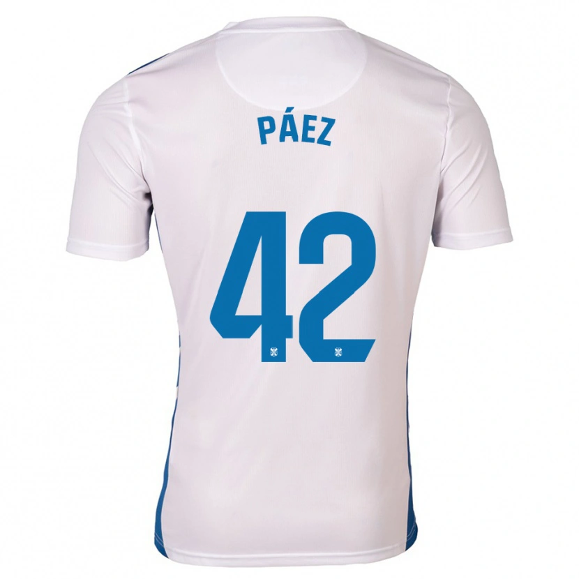 Danxen Børn David Páez #42 Hvid Blå Hjemmebane Spillertrøjer 2025/26 Trøje T-Shirt