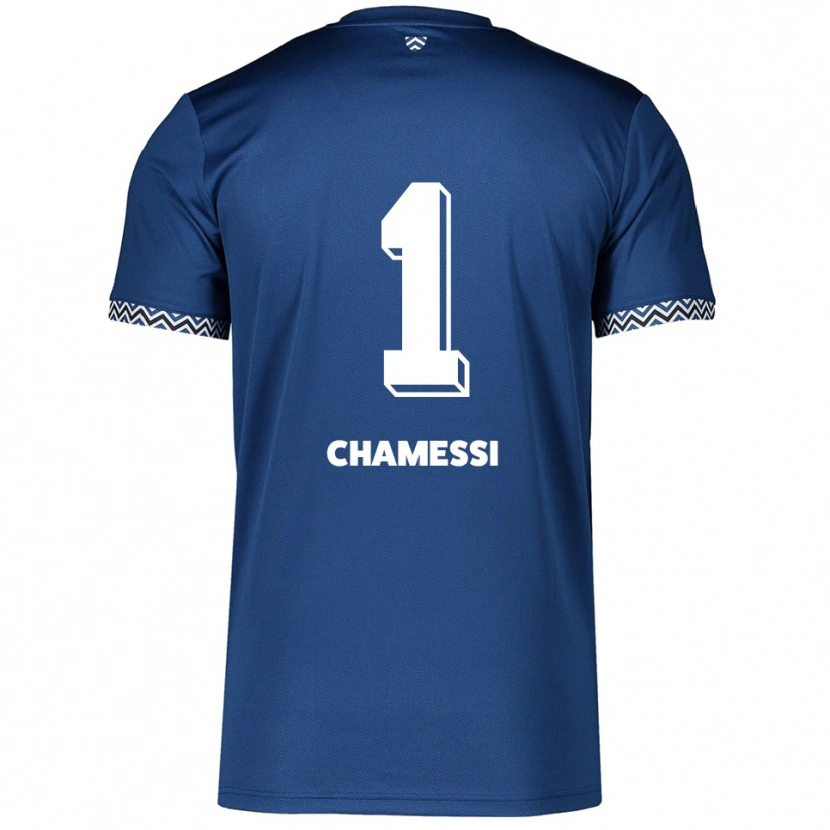 Danxen Børn Ian Chamessi #1 Navy Hvid Hjemmebane Spillertrøjer 2025/26 Trøje T-Shirt