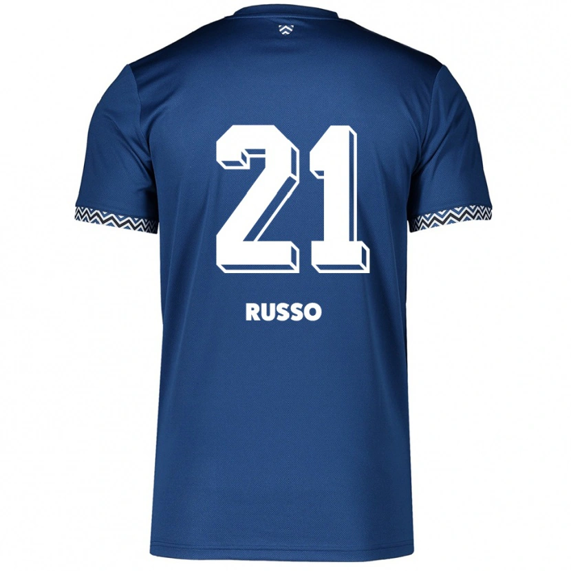 Danxen Børn Stefano Russo #21 Navy Hvid Hjemmebane Spillertrøjer 2025/26 Trøje T-Shirt