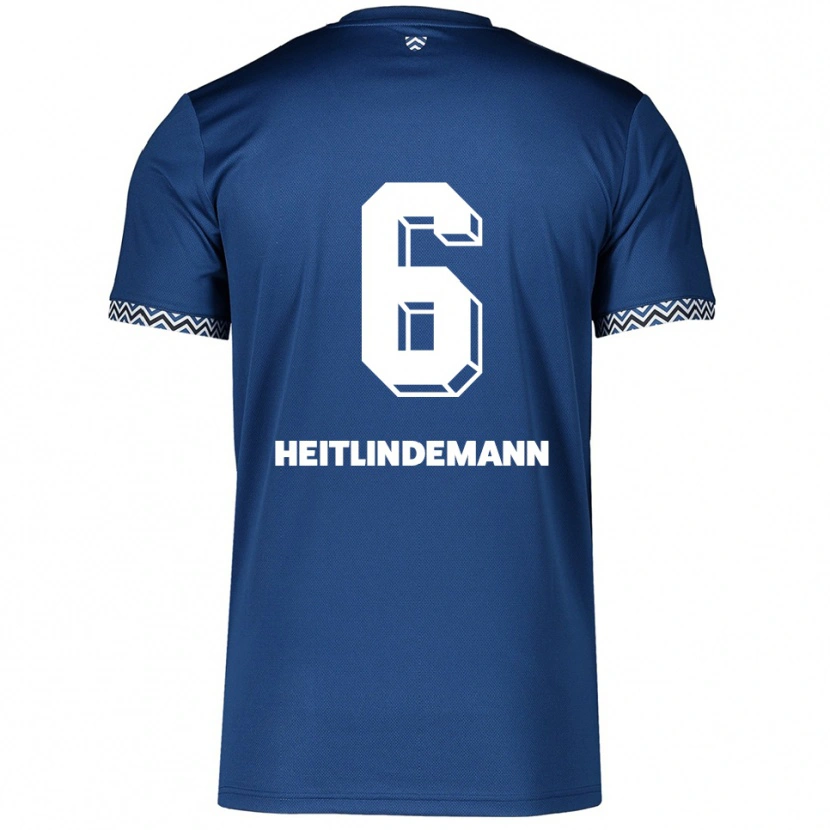 Danxen Børn Leonie Heitlindemann #6 Navy Hvid Hjemmebane Spillertrøjer 2025/26 Trøje T-Shirt