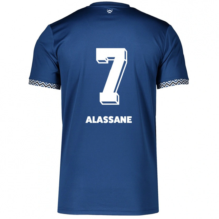 Danxen Børn Latif-Bilal Alassane #7 Navy Hvid Hjemmebane Spillertrøjer 2025/26 Trøje T-Shirt