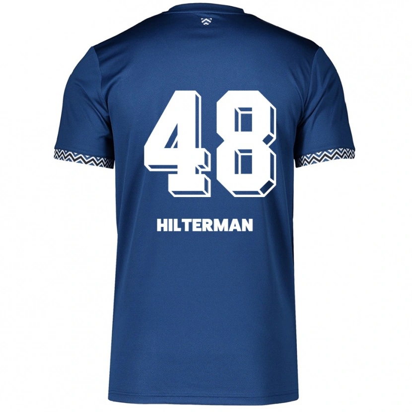 Danxen Børn Jeredy Hilterman #48 Navy Hvid Hjemmebane Spillertrøjer 2025/26 Trøje T-Shirt