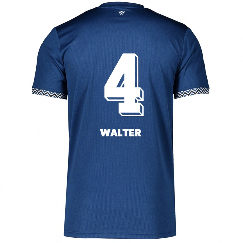 Danxen Børn Fabrice Walter #4 Navy Hvid Hjemmebane Spillertrøjer 2025/26 Trøje T-Shirt